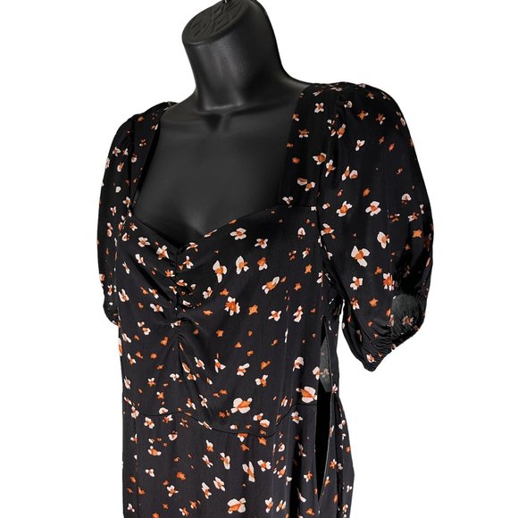 Sanctuary Midi Dress Black Floral Square Neck Puff Sleeve 4 Dresses - Picture 4 of 5